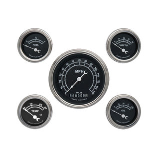 Classic Instruments 5 Gauge Set - 3 3/8" Speedo, 2 1/8" Short Sweep FOTV - Traditional Series - TR00SLF