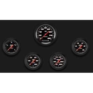 Classic Instruments 5 Gauge Set - 3 3/8" Speedo, 2 5/8” Full Sweep FOTV - Velocity Black Series