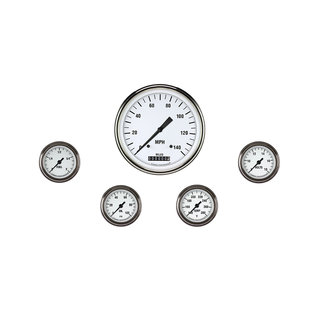 Classic Instruments 5 Gauge Set - 4 5/8” Speedo, 2 1/8” Full Sweep FOTV - White Hot Series