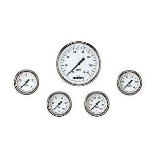 Classic Instruments 5 Gauge Set - 4 5/8” Speedo, 2 5/8” Full Sweep FOTV - White Hot Series