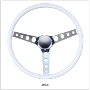 Mooneyes MOONEYES ORIGINAL "Finger Grip" Steering Wheel 15" White (Vinyl Grip)