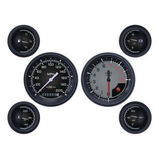 Classic Instruments 6 Gauge Set - 3 3/8" Speedo & Tach, 2 1/8" Short Sweep FOTV - Auto Cross Gray Series