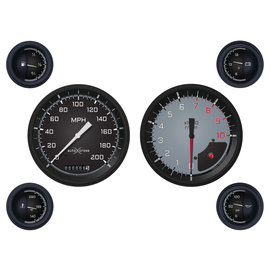 Classic Instruments 6 Gauge Set - 4 5/8” Speedo & Tach, 2 1/8" Short Sweep FOTV - Auto Cross Gray Series - AX51GBLF