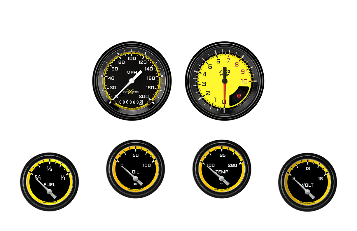 Classic Instruments Autocross Grey 6 Gauge Set 2-5/8 Short Sweep Classic Instruments Autocross Grey 6 Gauge Set 2-5/8 Short Sweep