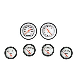 Classic Instruments 6 Gauge Set - 3 3/8" Speedo & Tach, 2 5/8" Short Sweep FOTV - Velocity White Series