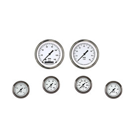 Classic Instruments 6 Gauge Set - 3 3/8" Speedo & Tach, 2 1/8" Full Sweep FOTV - White Hot Series