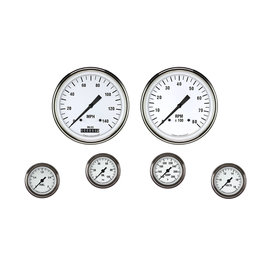 Classic Instruments 6 Gauge Set - 4 5/8” Speedo & Tach, 2 1/8" Full Sweep FOTV - White Hot Series