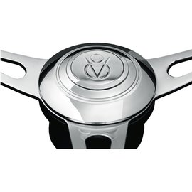 Lecarra Horn Button, Billet Aluminum, Single Contact, Domed V-8 Logo, Polished for MK4/9 Wheels- 3455