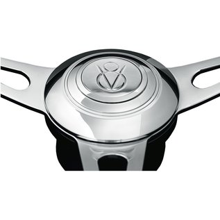 Lecarra Horn Button, Billet Aluminum, Single Contact, Domed V-8 Logo, Polished for MK 4/9 Wheels- 3455
