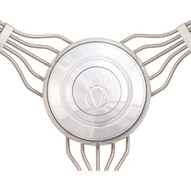 Lecarra Horn Button, Billet Aluminum, Single Contact, Domed V-8 Logo, Polished for Banjo Wheels - 3465