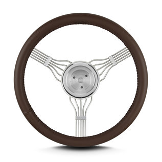 Lecarra Lecarra Banjo Wheel - Polished Spokes -15" W/ Built-In Adapter For Three-Bolt Steering Columns