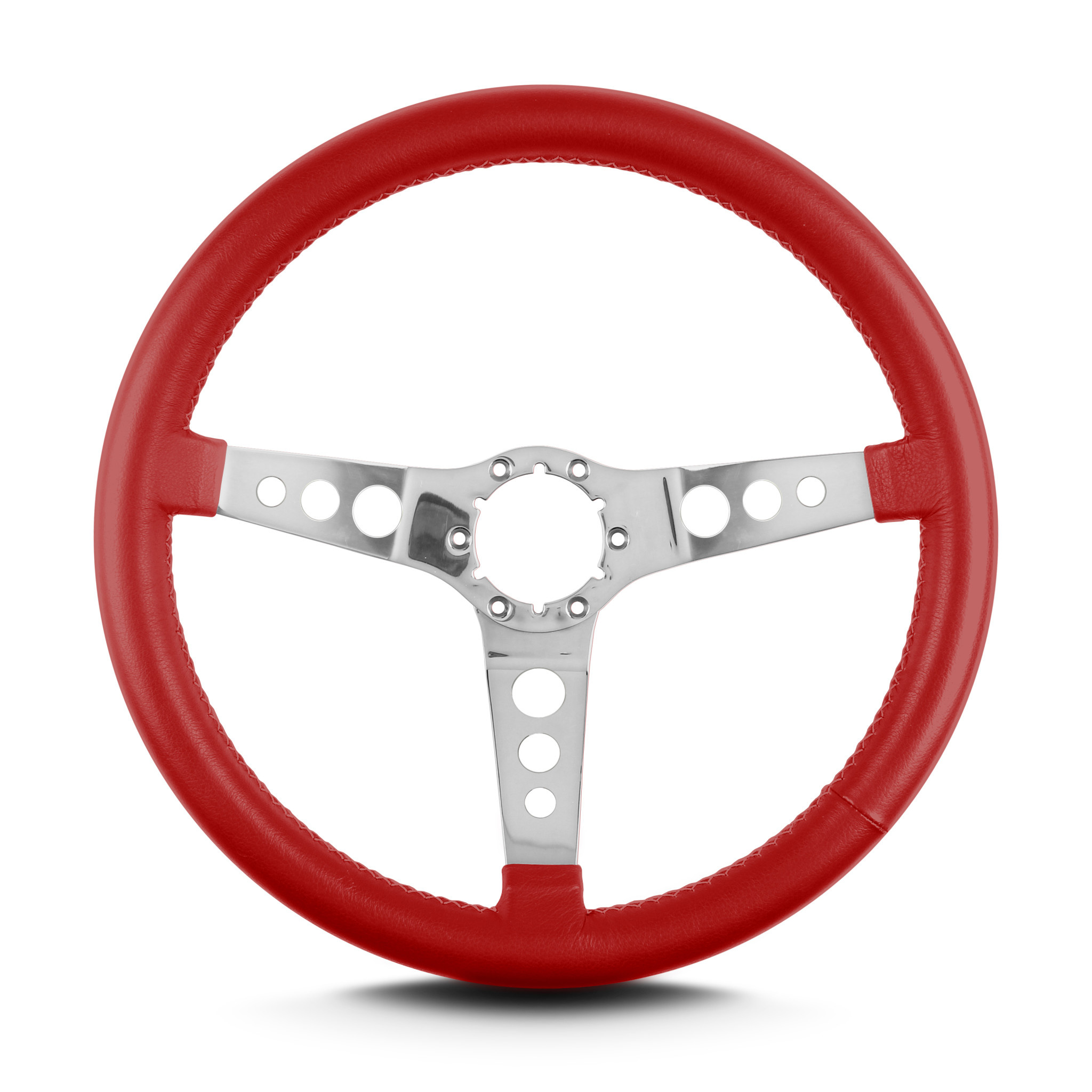14" Chrome Billet Aluminum & Leather Wrap Banjo Steering Wheel - Hot Rod Street Rat Rod - SRN5622L