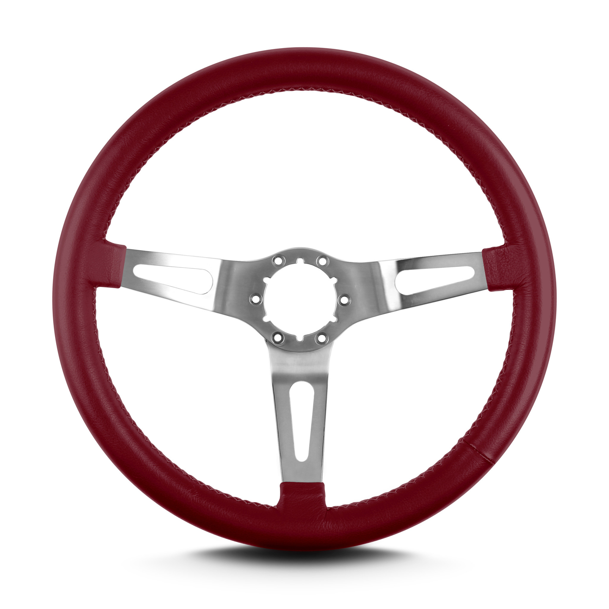 thumbnail image 2 of Speed Daddy 14" Vintage Style Wood Grain Steering Wheel – 3-Spoke Deep Dish Stainless Steel 2 of 2