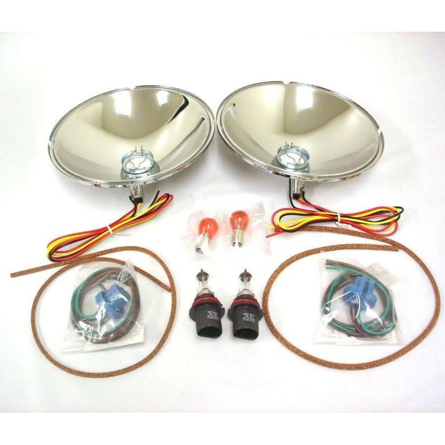 1933-34 Ford Passenger Car & Commercial Halogen Headlight Reflector Kit W/  Turn Signals - 40-13027-QK12TS