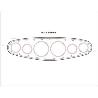 OTB Gear B-17 Bomber Series Dash Panel - 6 Gauge Oval Kit - Polished Base - Engine Turned Stainless Face - Assembled - 1706A 1-3