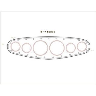OTB Gear B-17 Bomber Series Dash Panel - 6 Gauge Oval Kit - Polished Base - Engine Turned Stainless Face - Assembled - 1706A 1-3