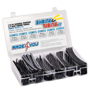 Made 4 You Heat Shrink Tubing Kit: 110 Pieces, - 6" Lengths - 6 Sizes (1/8" TO 1")