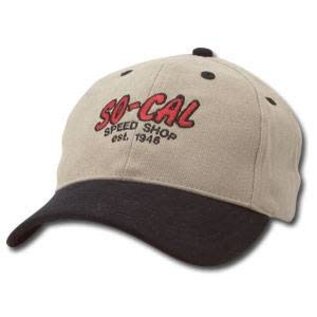 So-Cal Speed Shop SO-CAL Hat - Script - Khaki w/Black Brim Khaki w/Black Brim - Red Logo