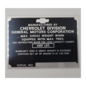 Roadster Pilot A5 Vin Tag - Chevy - Gross Weight 4800 LBS (Ser No)