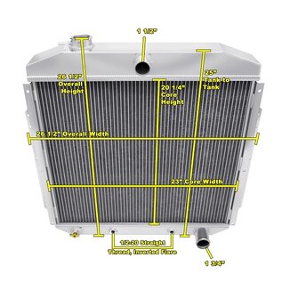 Champion Radiator 53-56 Ford Truck - All Aluminum Radiator 4-Row Core - MC8356
