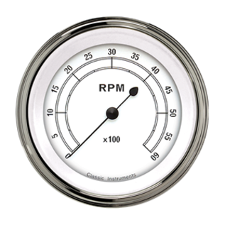 Classic Instruments 3 3/8" Tachometer - Classic White - CW60SLF