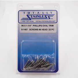 Totally Stainless #8 x 1-1/4" Stainless Phillips Oval Jackson Head Sheet Metal Screws W/ #6 Head