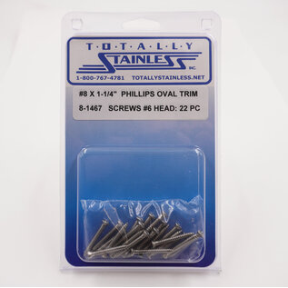 Totally Stainless #8 x 1-1/4" Stainless Phillips Oval Jackson Head Sheet Metal Screws W/ #6 Head Ast