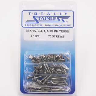 Totally Stainless #8 Stainless Phillips Truss Head Sheet Metal Screws - 8-1520