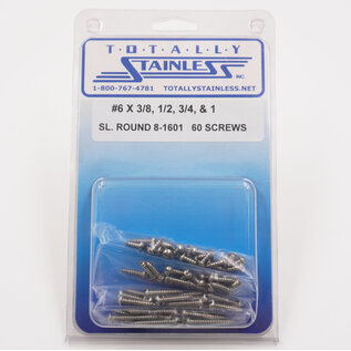 Totally Stainless #6 Stainless Slotted Round Head Sheet Metal Screws - 8-1601