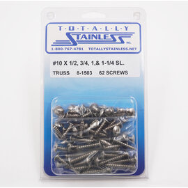 Totally Stainless #10 Stainless Slotted Truss Head Sheet Metal Screws - 8-1503