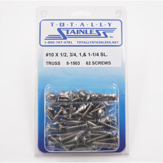 Totally Stainless #10 Stainless Slotted Truss Head Sheet Metal Screws - 8-1503