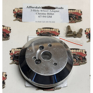 Affordable Street Rods Chrome Billet Steering Column Adapter - 3-Bolt Wheel to 67-94 GM Column