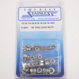 Totally Stainless #10, 1/4, 5/16 & 3/8 Stainless Coarse Thread Thin Lock Nuts - 8-4061