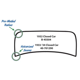 Vintique, Inc. 1932 Ford 3W & 1933-34 Ford Windshield Rubber Seal - 40-701290