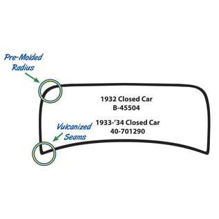 Vintique, Inc. 1932 Ford 3W & 1933-34 Ford Windshield Rubber Seal - 40-701290