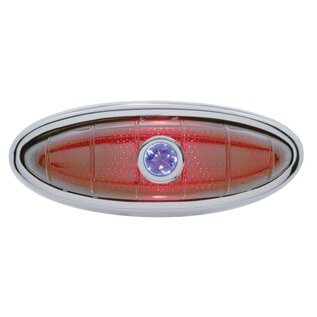 United Pacific 49-50 Ford 12 Volt Tail Light Assembly w/Blue Dot - Chrome Bezel/Black Housing - F49502BD
