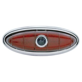 United Pacific 49-50 Ford 12 Volt Tail Light Assembly w/Blue Dot - Chrome Bezel/Black Housing - F49502BD