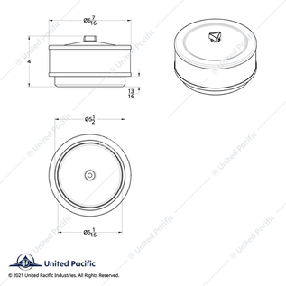 United Pacific 6-3/8" Chrome Air Cleaner Assembly - S1106
