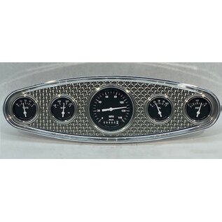 Phoenix Machine Works Bertz Hot Rod Oval 5 Gauge Panel, Engine Turned - PMW - 408SS