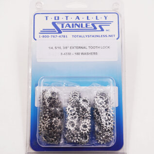 Totally Stainless 1/4", 5/16" & 3/8" Stainless External Tooth Lock Washers - 8-4330