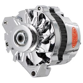 Powermaster Performance Alt GM CS130 Chrome 140A 1V Pulley Offset Left Mtg 1-Wire or OE Hookup - 378611