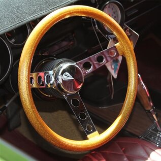 Mooneyes 13.5" California Metal Flake: 3-Hole Spoke Steering Wheel