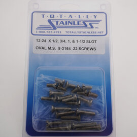 Totally Stainless 12-24 x 1/2", 3/4", 1", & 1-1/4" Stainless Slotted Oval Head Machine Screws - 8-3164