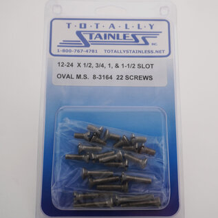 Totally Stainless 12-24 x 1/2", 3/4", 1", & 1-1/4" Stainless Slotted Oval Head Machine Screws - 8-3164