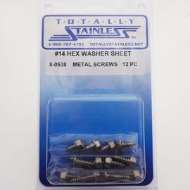 Totally Stainless #14 x 1/2" Stainless Indented Hex Washer Head Sheet Metal Screws - 8-0538
