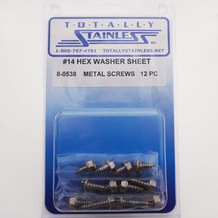 Totally Stainless #14 x 1/2" Stainless Indented Hex Washer Head Sheet Metal Screws - 8-0538