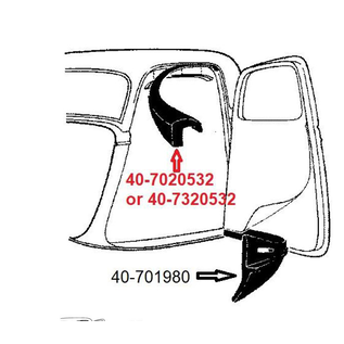 Vintique, Inc. Upper Door Seals - 1932-34 Ford Car - 40-7020532