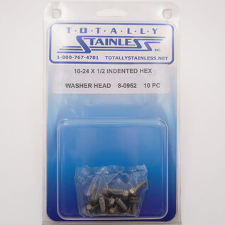 Totally Stainless 10-24 x 1/2" Stainless Indented Hex Washer Head Machine Screws - 8-0962
