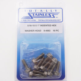 Totally Stainless 5/16-18 x 1" Stainless Indented Hex Washer Head Bolts - 8-4083