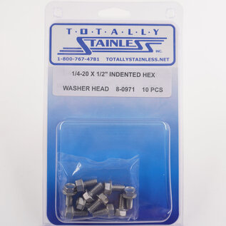 Totally Stainless 1/4-20 x 1/2" Stainless Indented Hex Washer Head Bolts - 8-0971